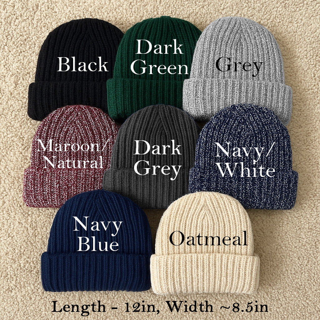Cuffed Chunky Personalized Beanies for Adults with Name, Custom Gifts for Her and Him