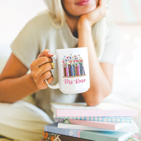 Boho style teacher mug, perfect personalized gift for Teacher Appreciation, end-of-year, or birthday.