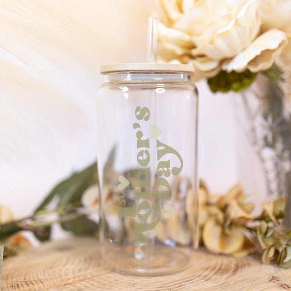 Cute First Mothers Day Iced Coffee Glass Tumbler for Gift for New Moms - Gifts Are Blue