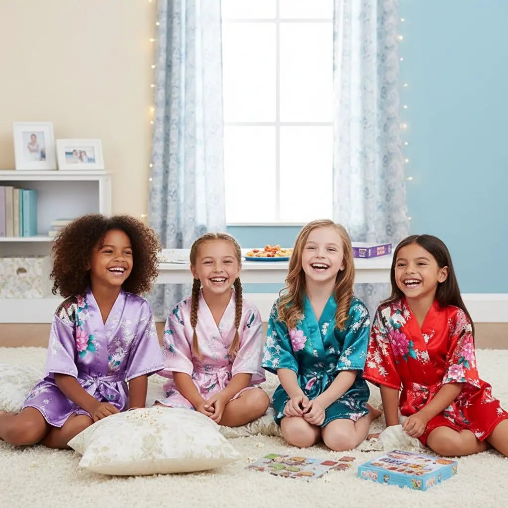 Girls Robes, Floral, Sizes 2T-14, Flower Girl Robes, Spa Party - Gifts Are Blue