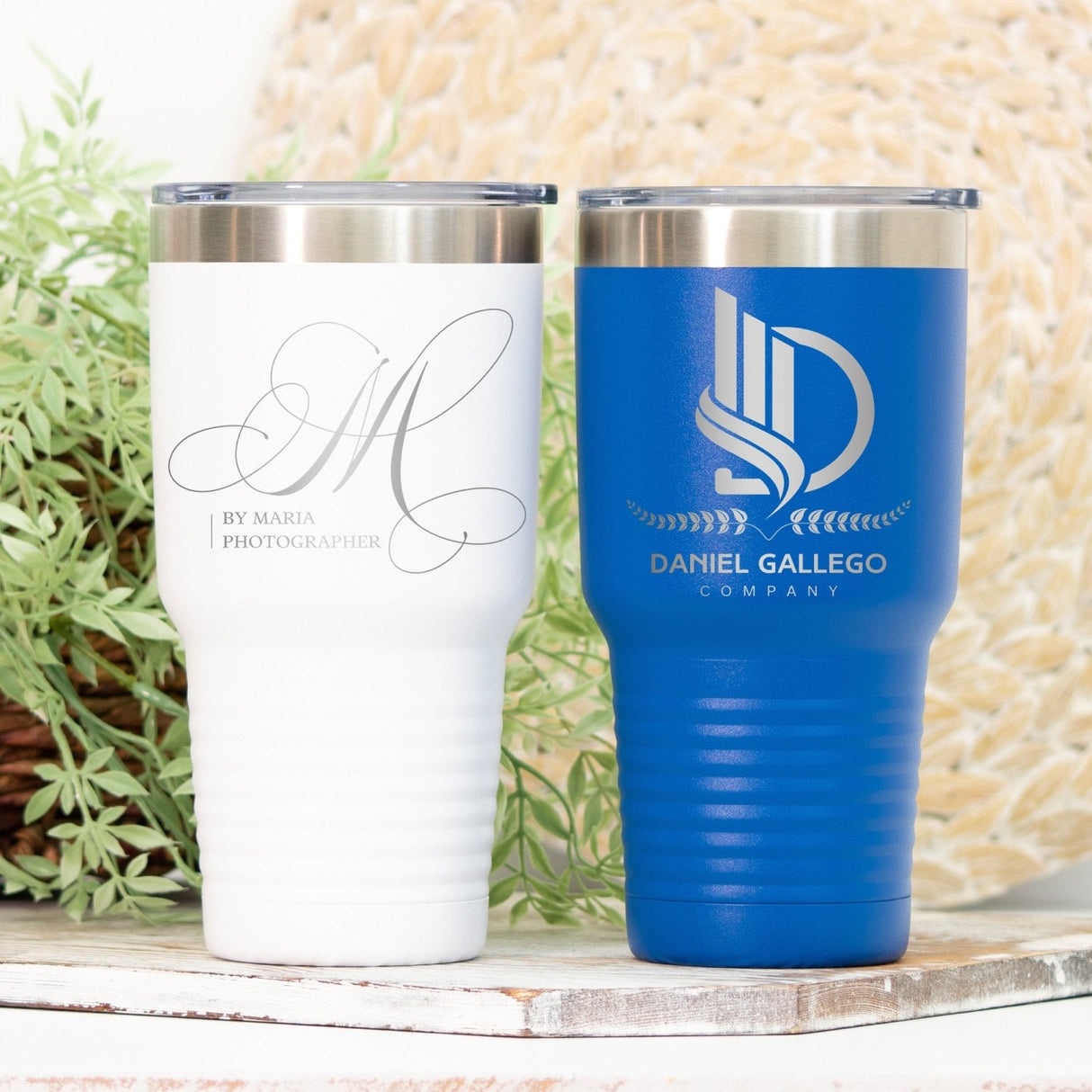 30oz Laser Engraved Custom Coporate Logo Polar Camel Tumblers for Businesses - Gifts Are Blue