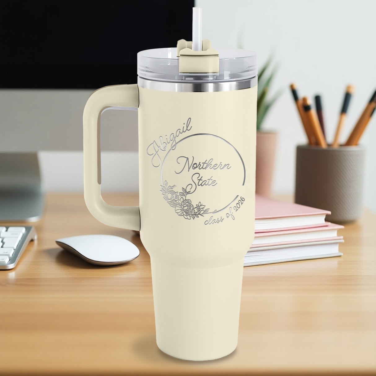 Cute daughter going off to college gifts. 40oz floral college tumbler gift for her.