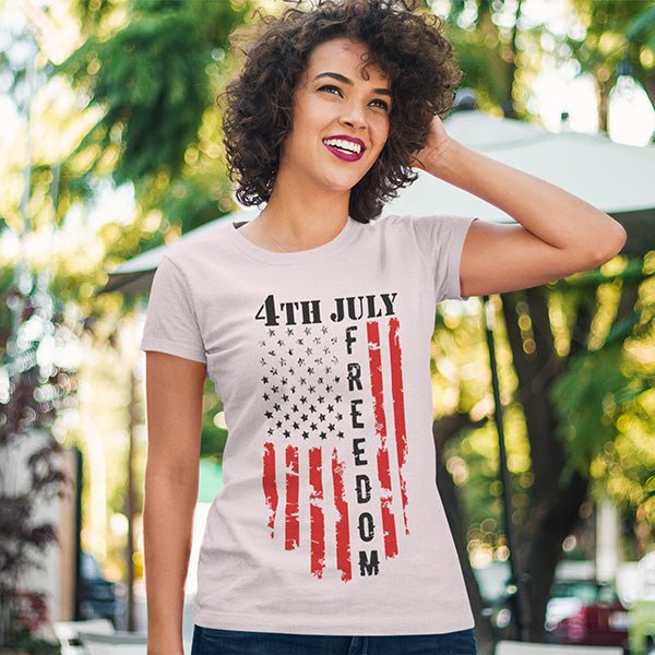 Cute freedom tees for women. These 4th of July shirts are available in sizes XS to 6XL for women and womens plus. all SKUs