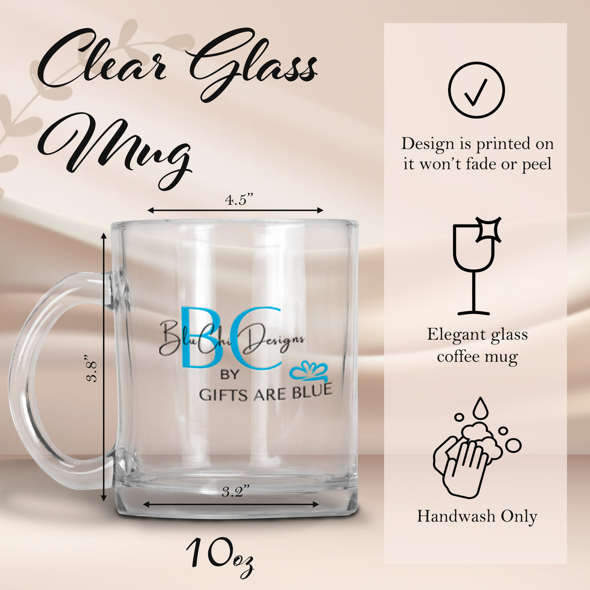 Personalized Bridesmaid Birth Flower Glass Mug, Custom Clear or Frosted Mug with Name for Her