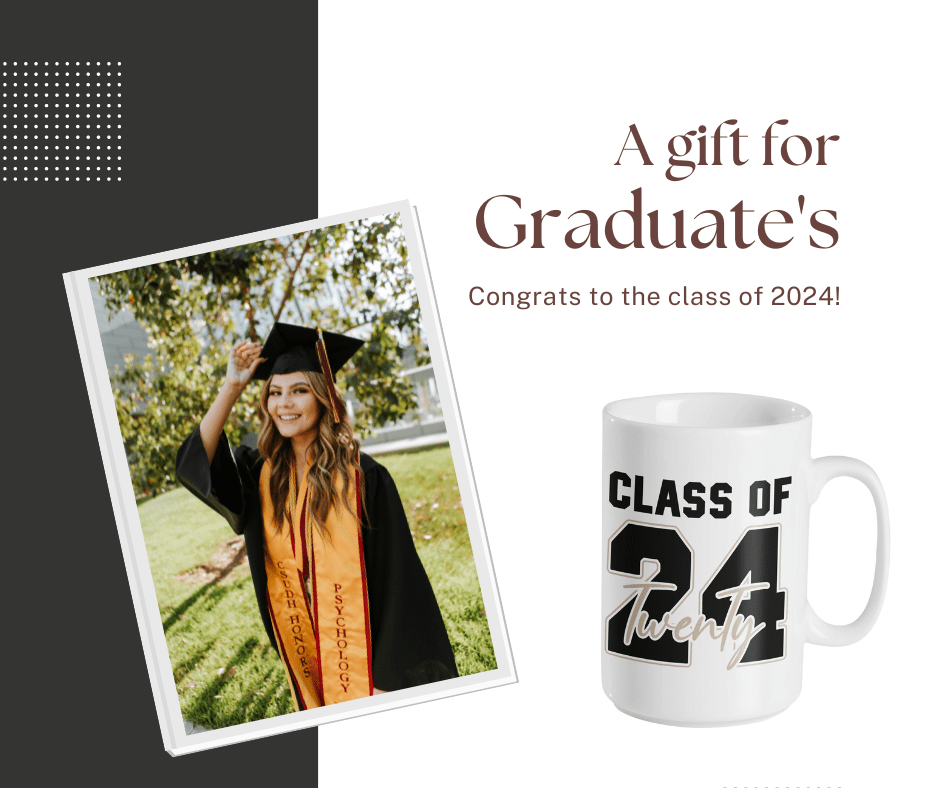 Champagne Gold and Black Minimalist Class of 2024 Graduation Mug for Seniors - Gifts Are Blue