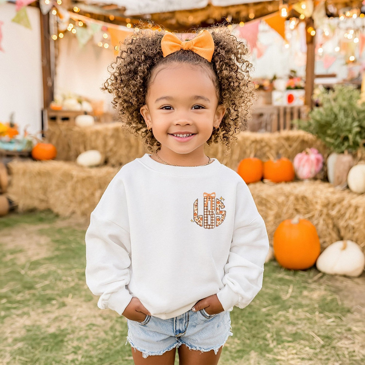 Pocket Personalized Fall Monogram Sweatshirts for Girls, Cute Fall Sweaters - Gifts Are Blue