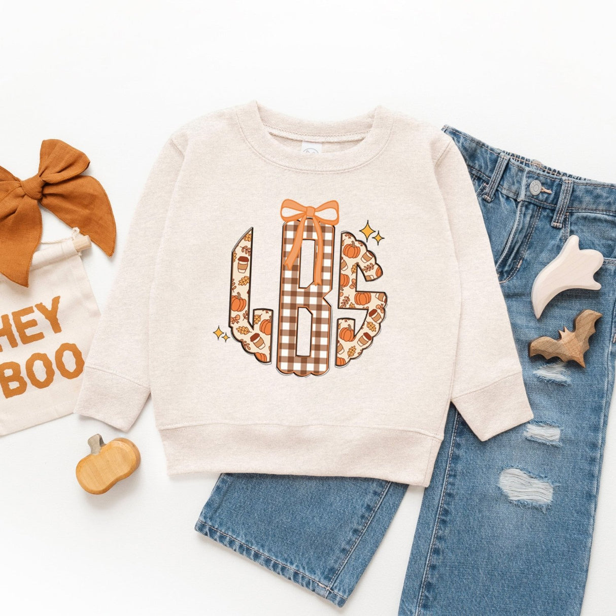 Personalized Fall Monogram Sweatshirts for Girls, Cute Kids Fall Sweaters - Gifts Are Blue