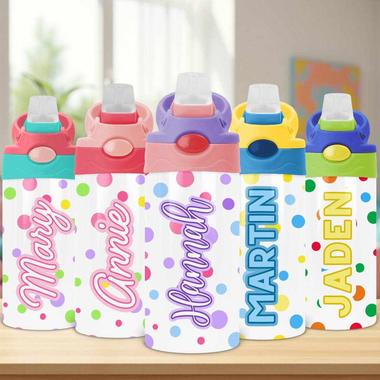 Custom matching water bottle for back to school gifts for kids. Personalized tumbler with name and color.