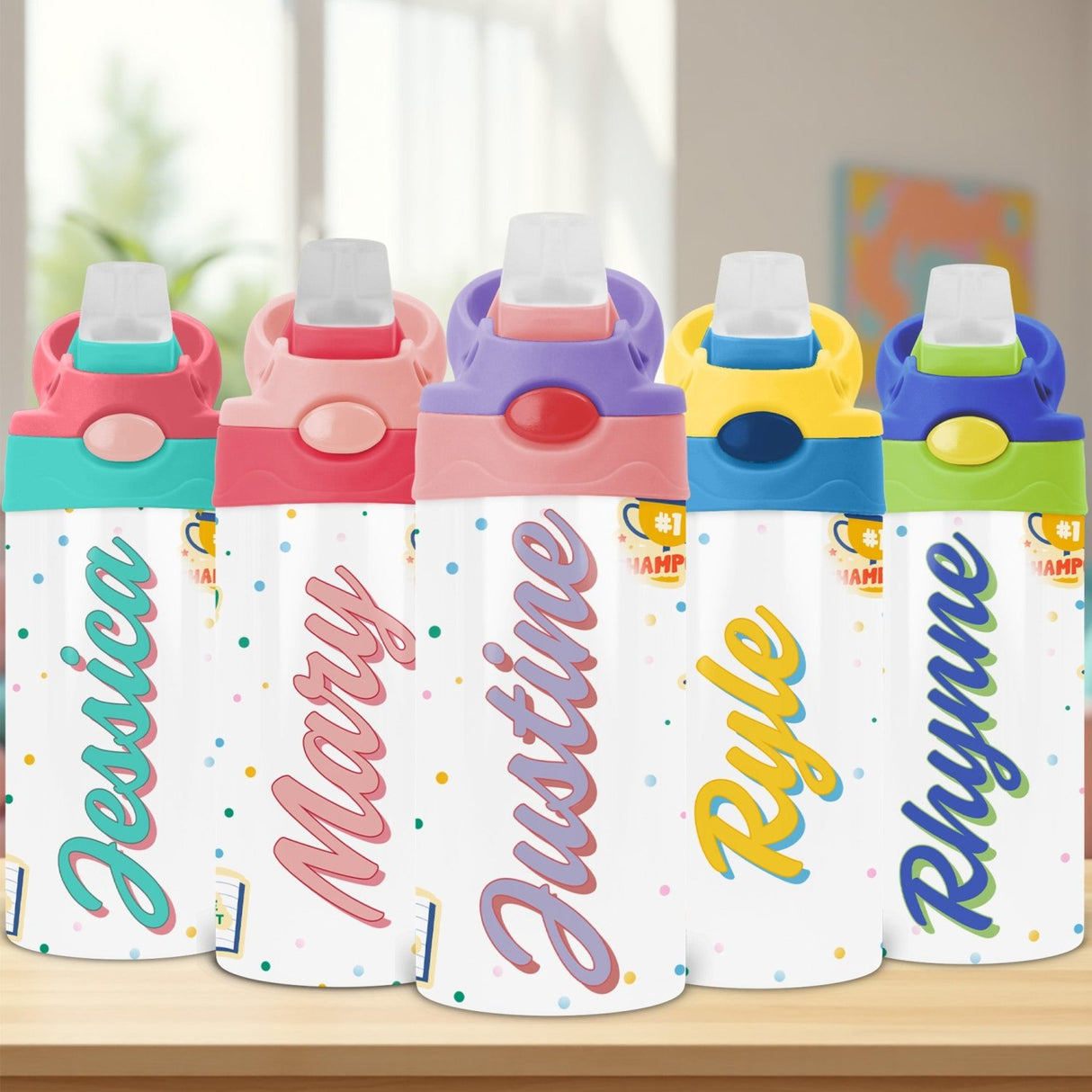 Affirmation Water Bottle for Kids with Name, Lunch Tumbler - Gifts Are Blue