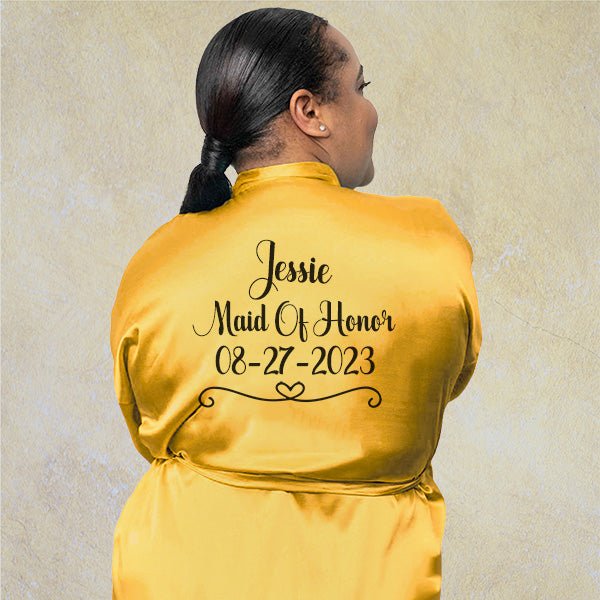 Amara Template Personalized Bridesmaid Robes with Flourish Design - Gifts Are Blue