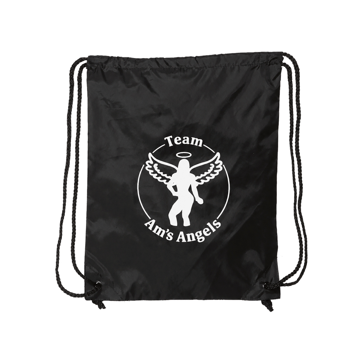 Custom Black Drawstring Bags - Am's Angels - Gifts Are Blue
