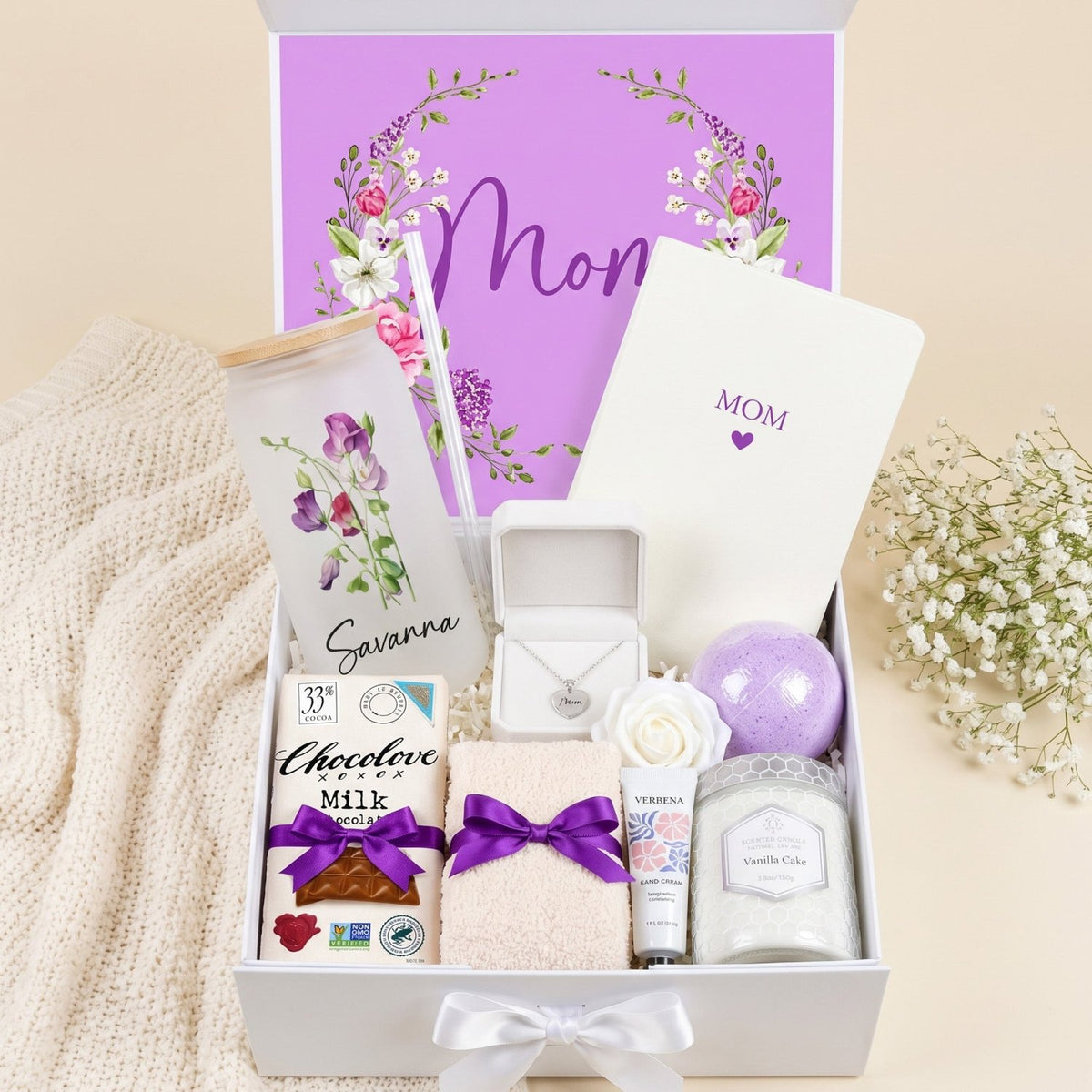 Bloom and Beloved Personalized Gift Box for Mom - Birth Month Flower Tumbler - Gifts Are Blue