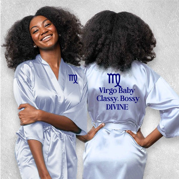 Astro Template Personalized Robe with Zodiac Sign for Women - Gifts Are Blue