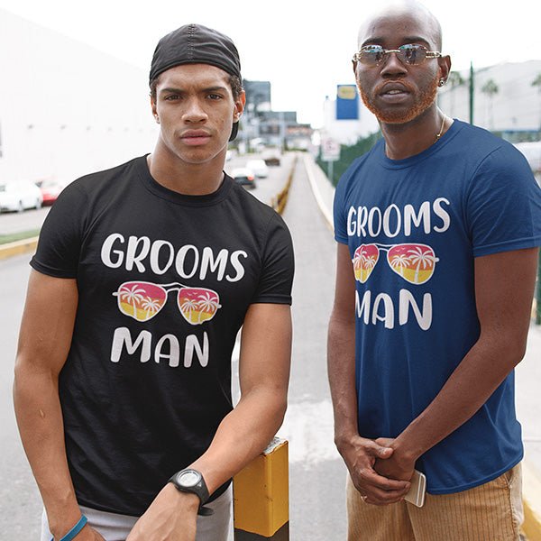Cool Members of the Groom Shirt with Colorful Sunglasses for Bachelor Party - Gifts Are Blue