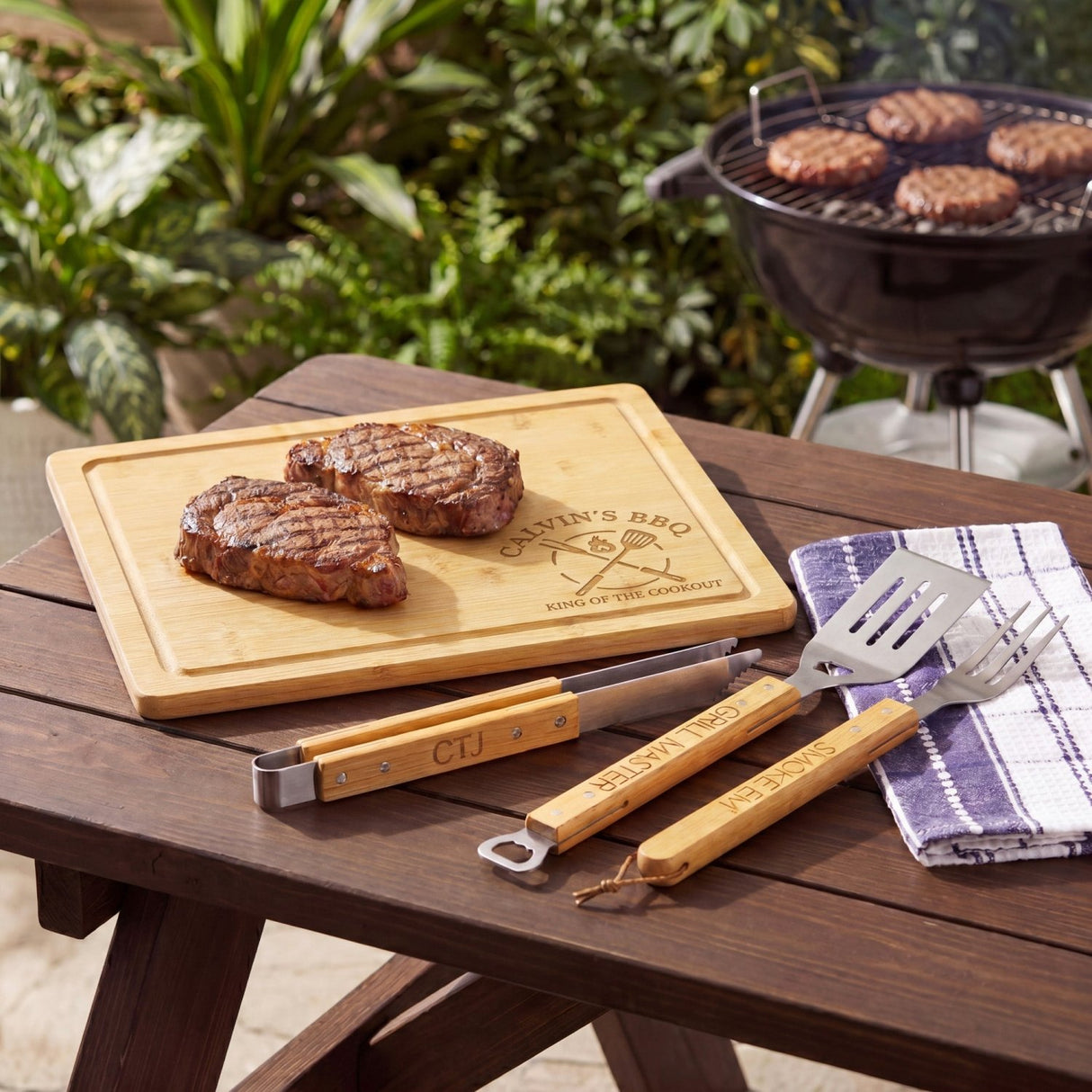 The Ultimate Grill Master BBQ Gift Basket for Men with Custom Cutting Board - Gifts Are Blue