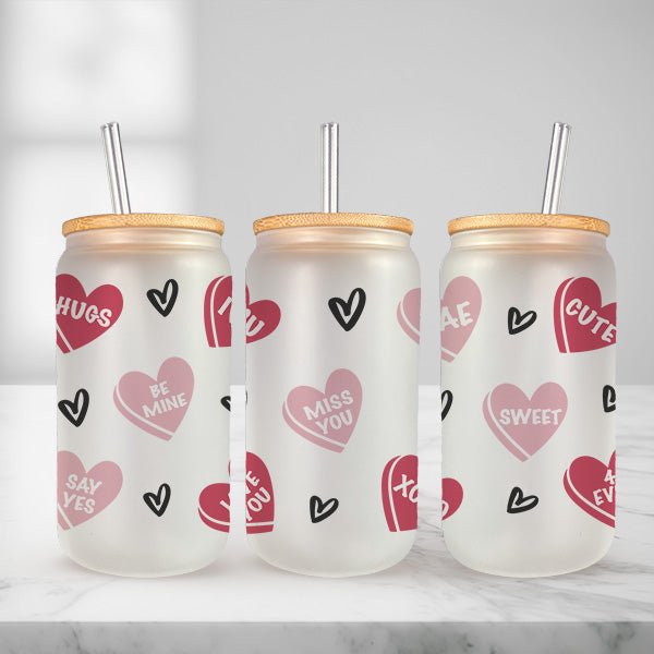 Valentines Day Glass Iced Coffee Tumblers in Multiple Designs - Gifts Are Blue