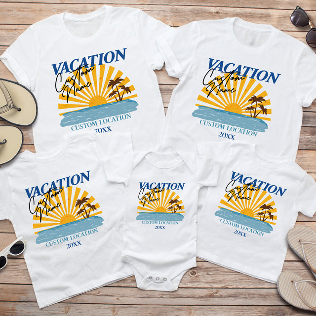 Personalized family beach vacation shirts made for group travel, family beach photos, and family trips.