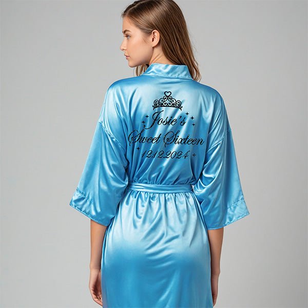 Personalized Sweet Sixteen Getting Ready Robes with Name and Date - Gifts Are Blue