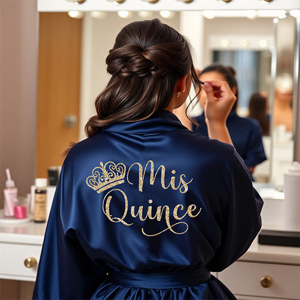 Simple and Pretty Personalized Mis Quince Robe and Slipper Set Quinceanera Gift