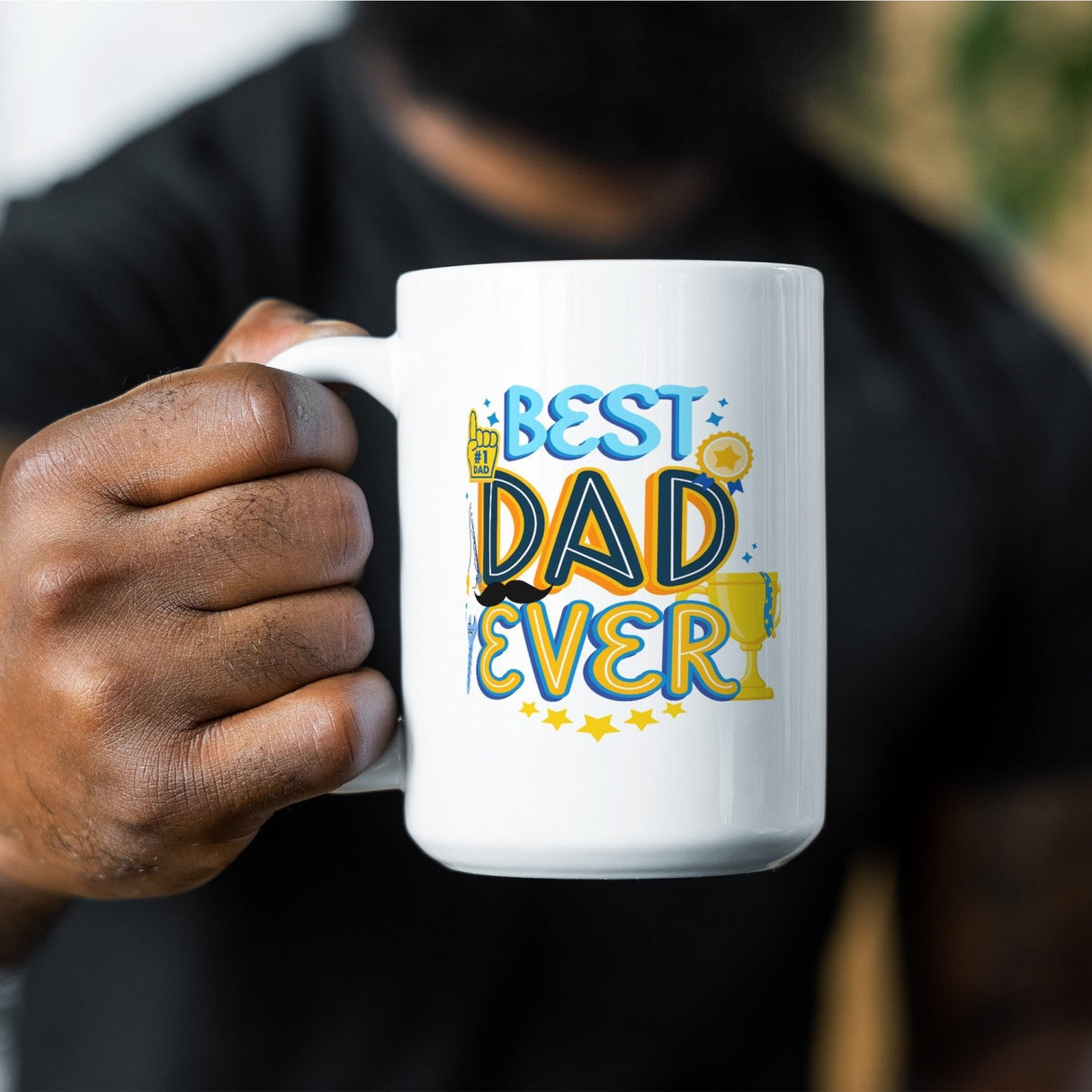 Whimsical Number One Best Dad Ever Coffee Mug, Gift for Him - Gifts Are Blue