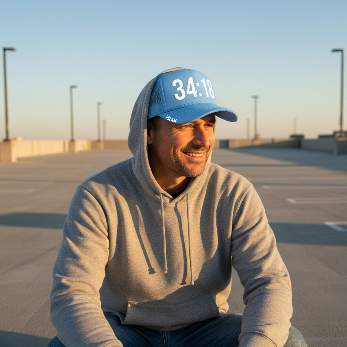 Bible Verse Trucker Hat with Puff Vinyl for Teens, Women and Men - Gifts Are Blue