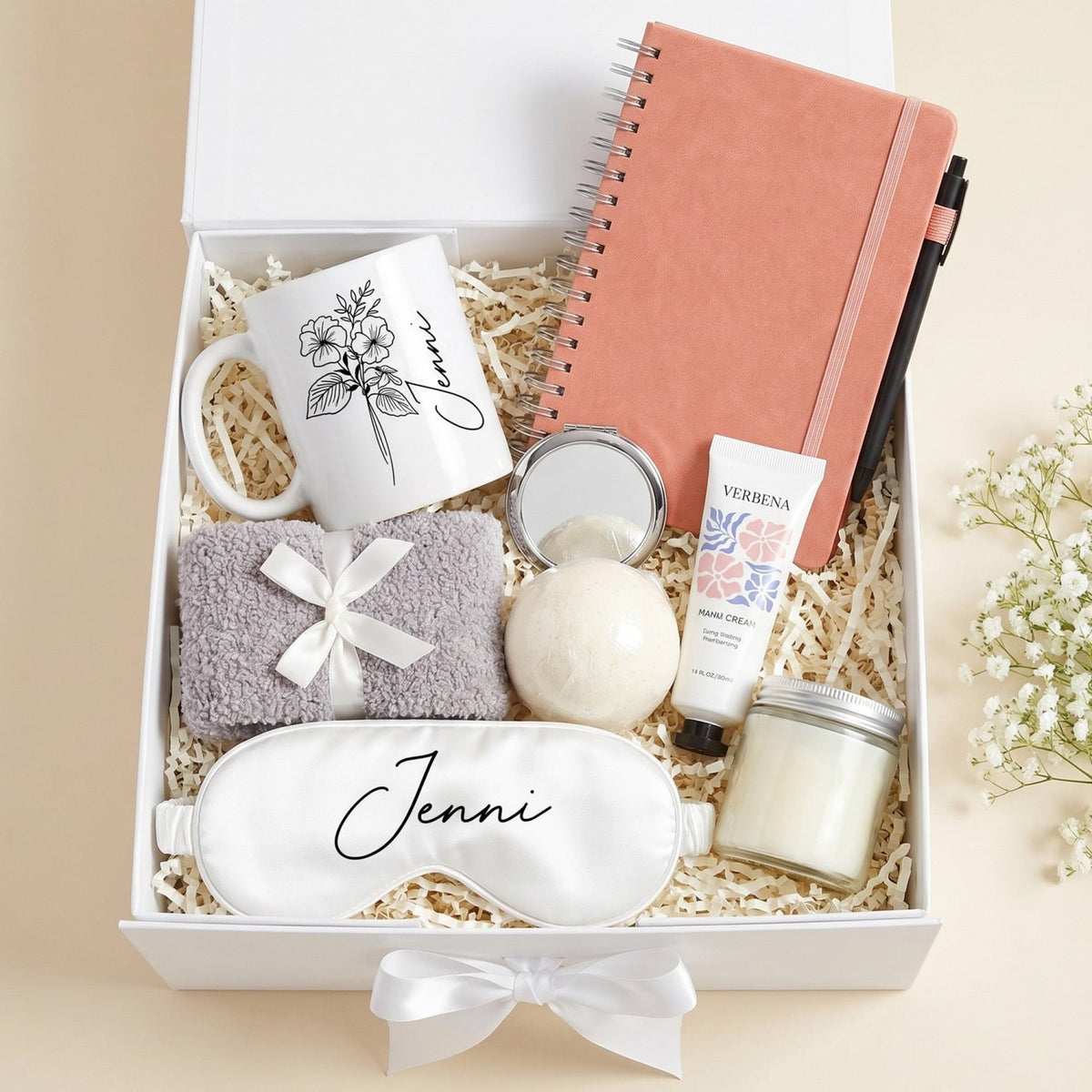 Simply Calm Gift Set for Women with Custom Mug & Sleep Mask - Gifts Are Blue