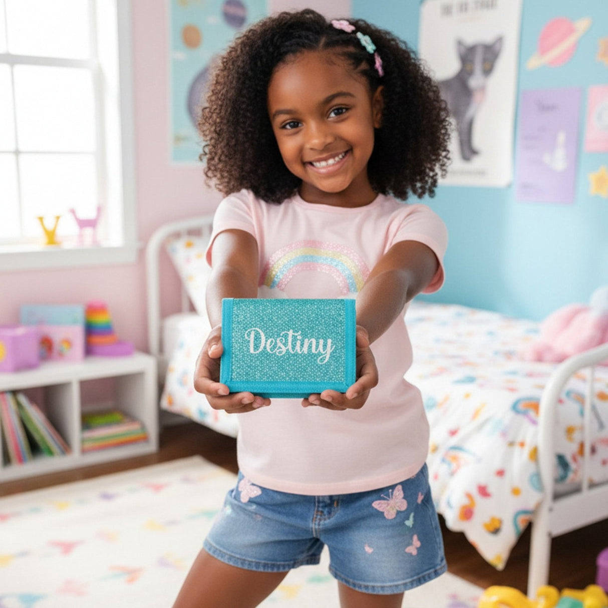 Sparkly Personalized Wallets for Kids with Name, Gifts for Girls - Gifts Are Blue