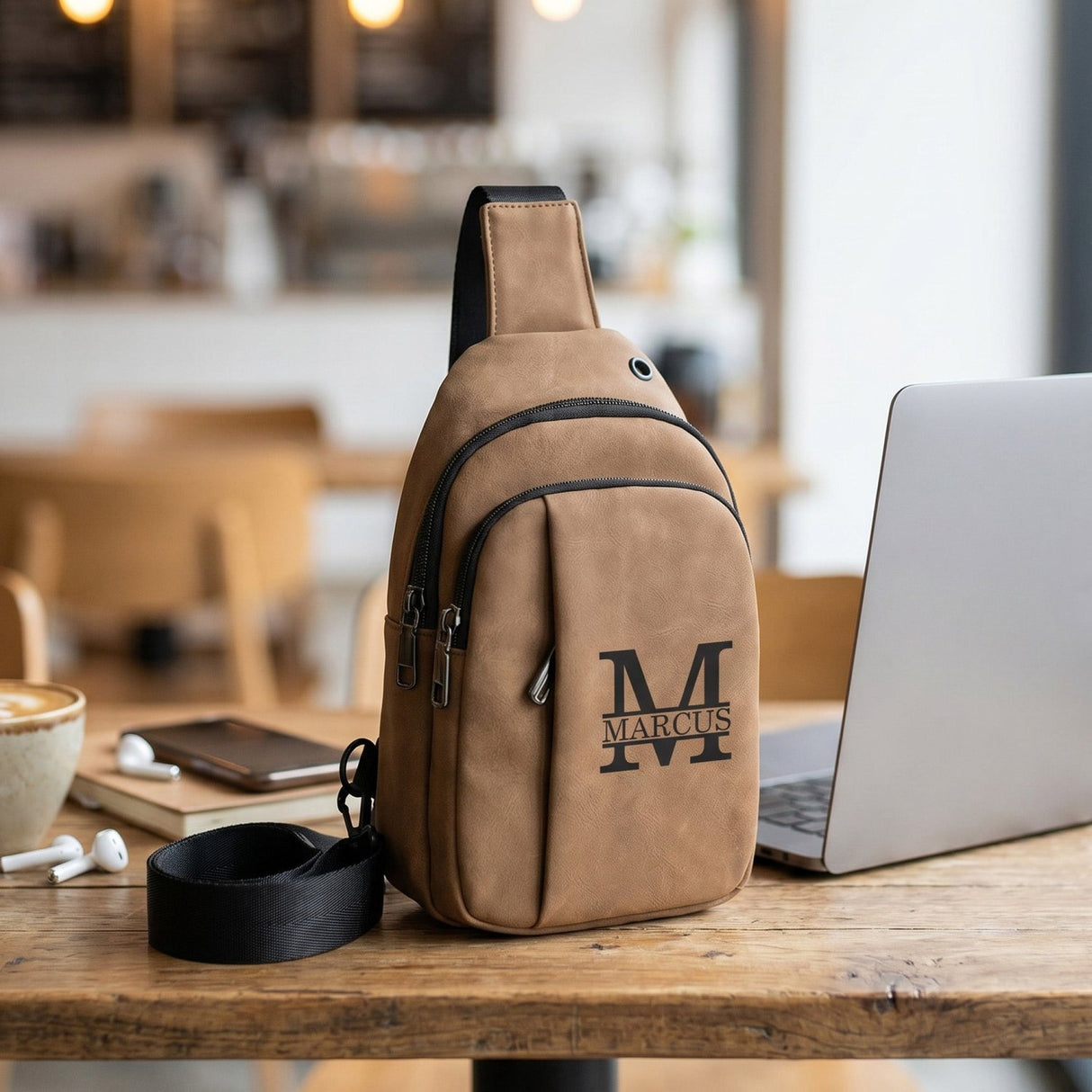 Explorer Custom Sling Bags for Men Engraved with Monogram or Name - Gifts Are Blue