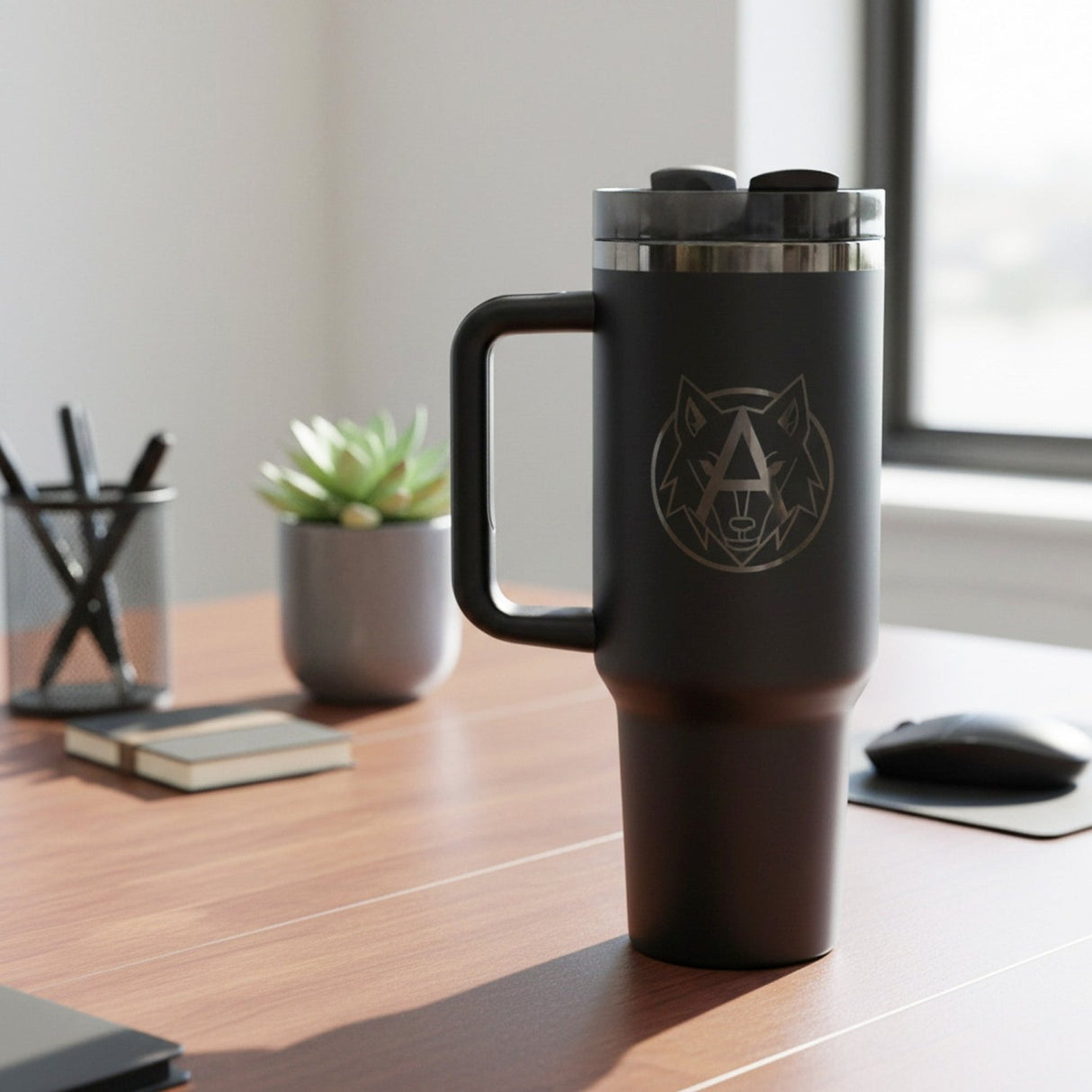 Custom 40oz Black Plated Business Logo Tumblers for Corporate and Small Businesses - Gifts Are Blue