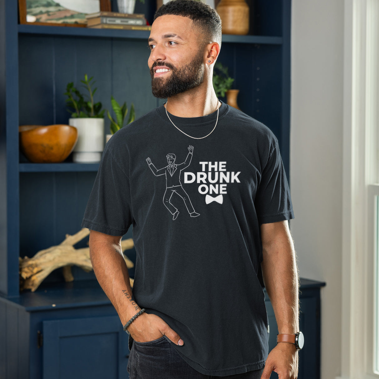 Personalized Comfort Colors shirts for bachelor party crew, designed with names and humor for the perfect groom squad look.