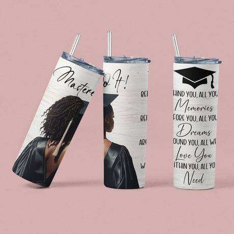 Perfect gift for class of 2025 masters degree graduates, sweet tumbler for seniors.