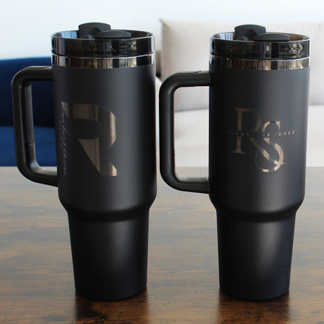 Custom 40oz Black Plated Business Logo Tumblers for Corporate and Small Businesses