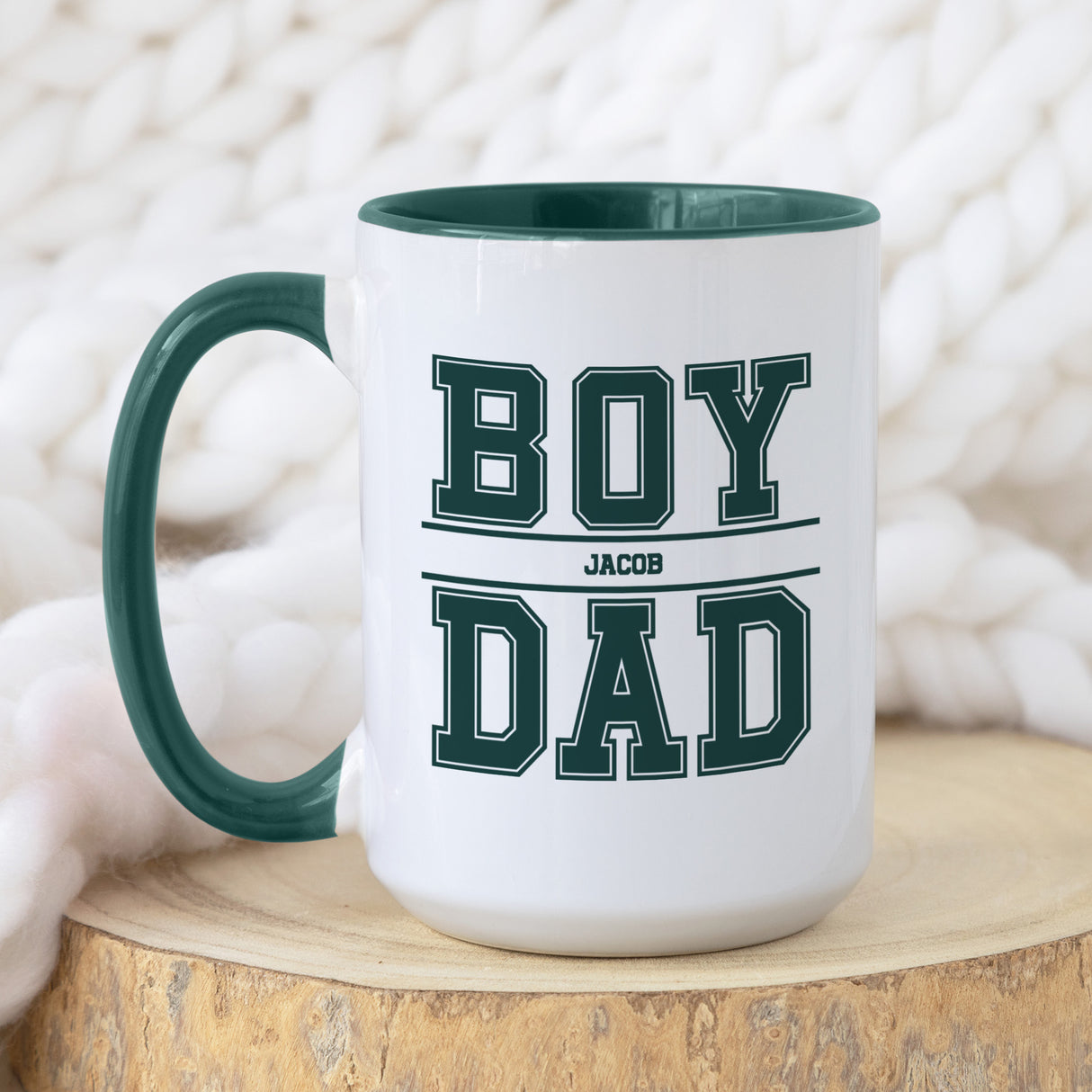 Custom Boy Dad coffee mug with kids names, personalized Father’s Day gift for dad from sons, unique gift idea for boy dads.