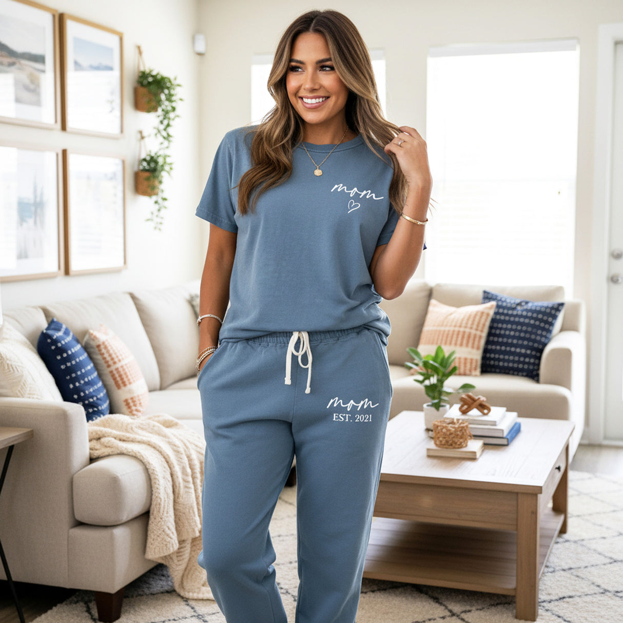 Comfort Colors Personalized Mom Lounge Set, Custom Loungewear Gift for Her and Mother’s Day
