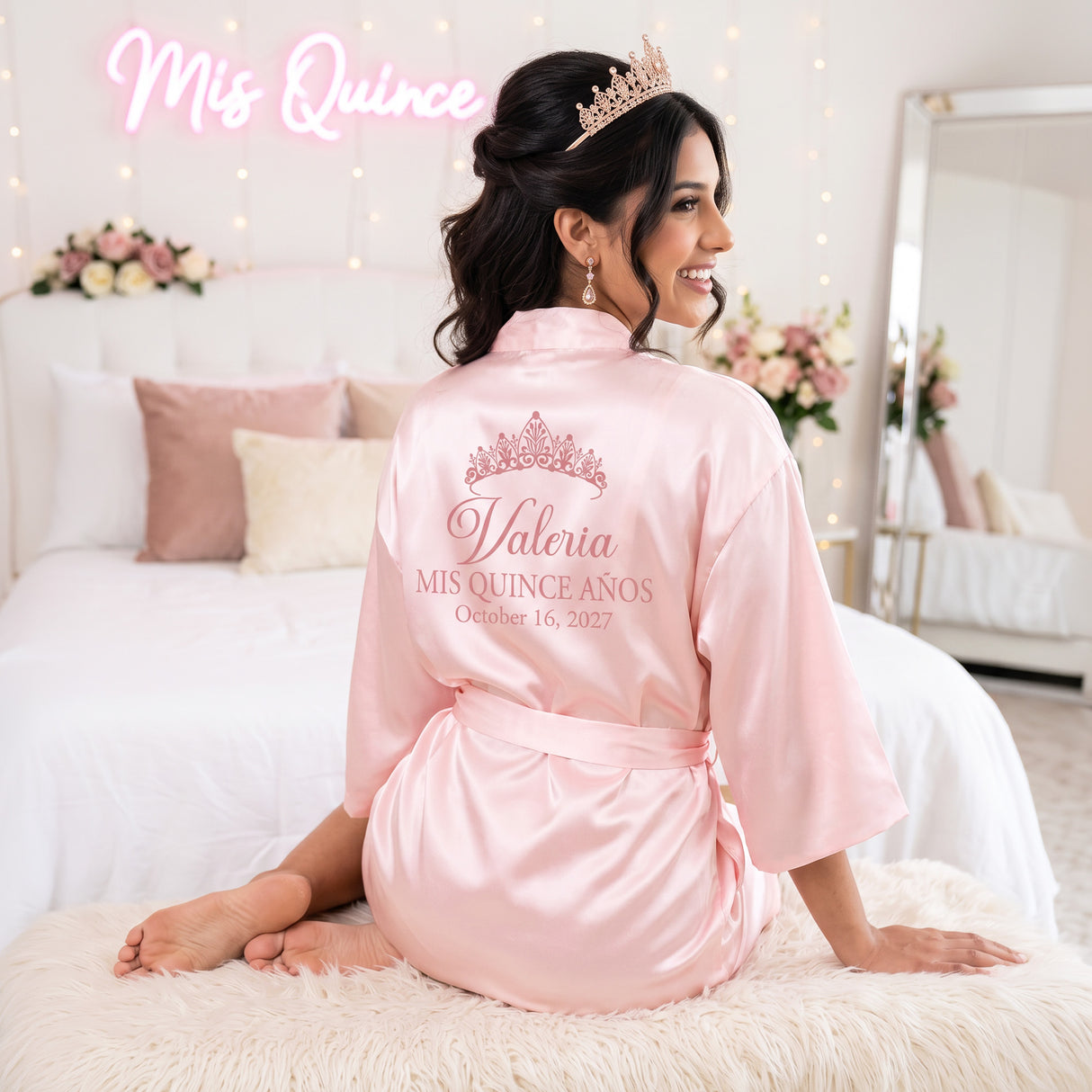 Classic Princess Quince Robe Personalized, Quinceanera Gift