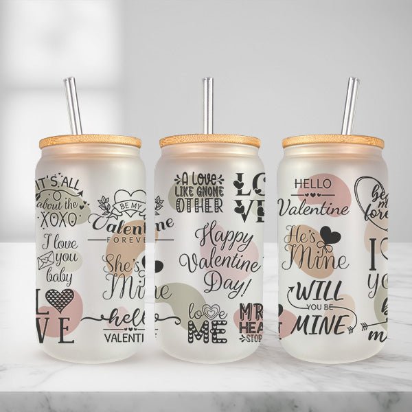 Valentines Day Glass Iced Coffee Tumblers in Multiple Designs - Gifts Are Blue