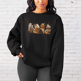 Halloween sweatshirt featuring various latte cups with some friendly ghosts. This design is subtle and works great as a Fall Sweatshirt. all SKUs