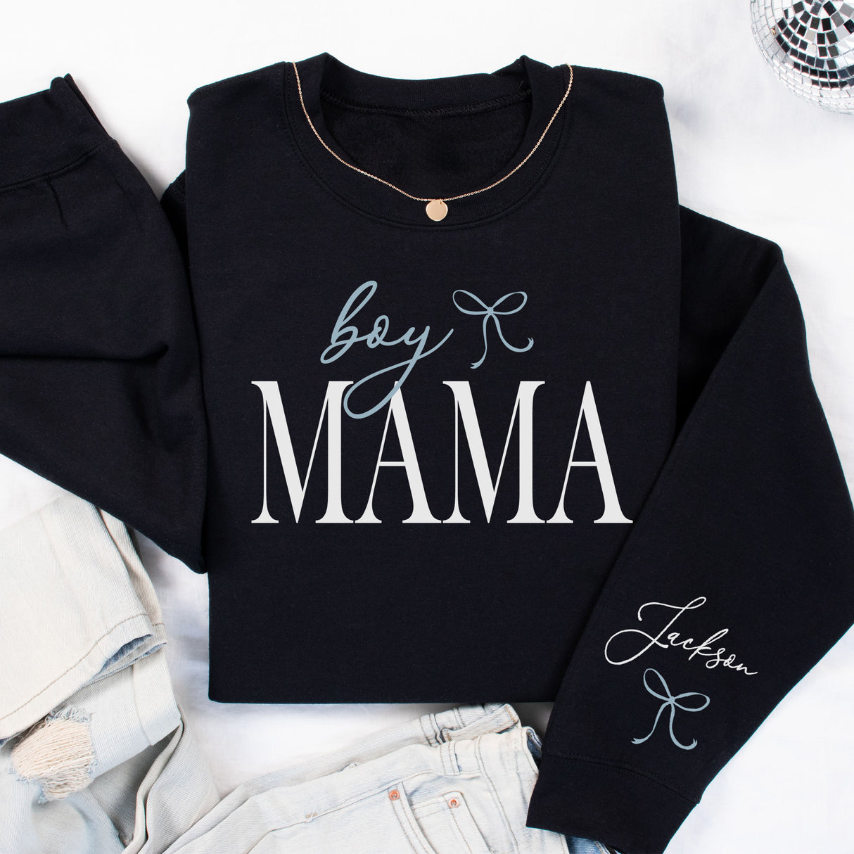 Custom Boy Mama Sweatshirt with Kids Names personalized sweatshirt for moms.