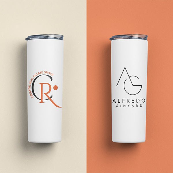 Custom Logo Tumbler for Small Businesses and Corporate Swag with Lid and Straw - Gifts Are Blue
