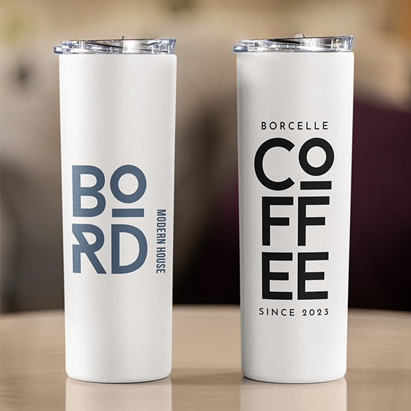 Custom Logo Tumbler for Small Businesses and Corporate Swag with Lid and Straw