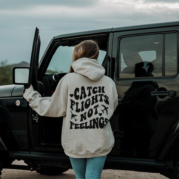 Funny Anti Valentines Day Catch Flights Not Feelings Hoodies - Gifts Are Blue