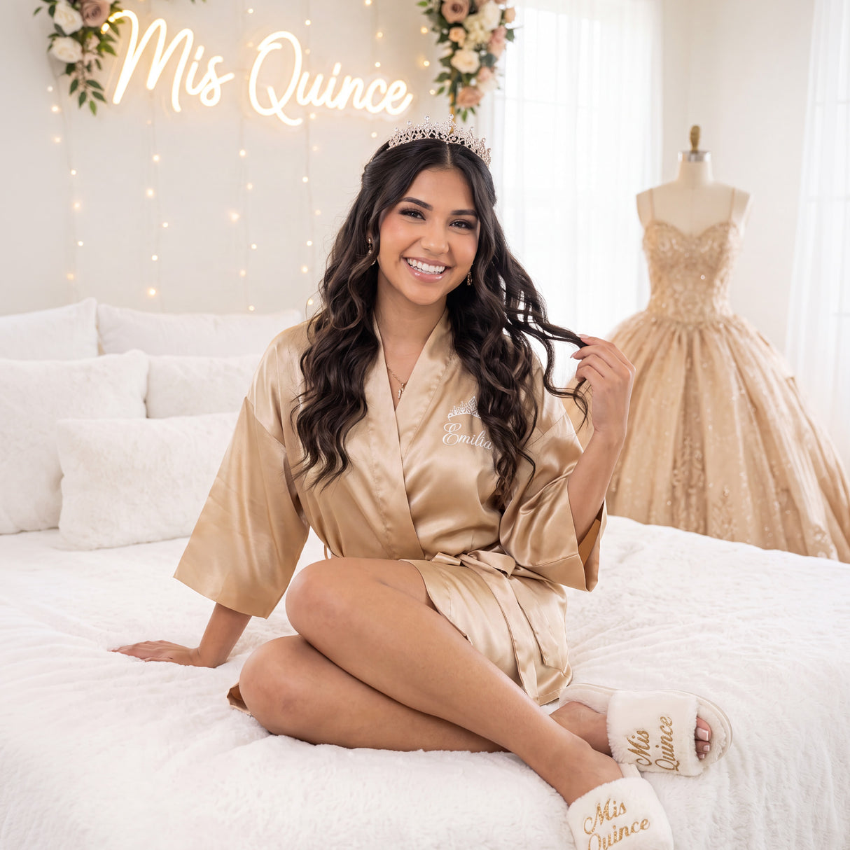 Classic Princess Quince Robe Personalized, Quinceanera Gift