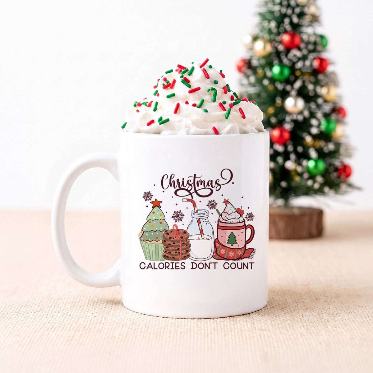 Christmas Calories Don't Count Christmas Mug - Gifts Are Blue