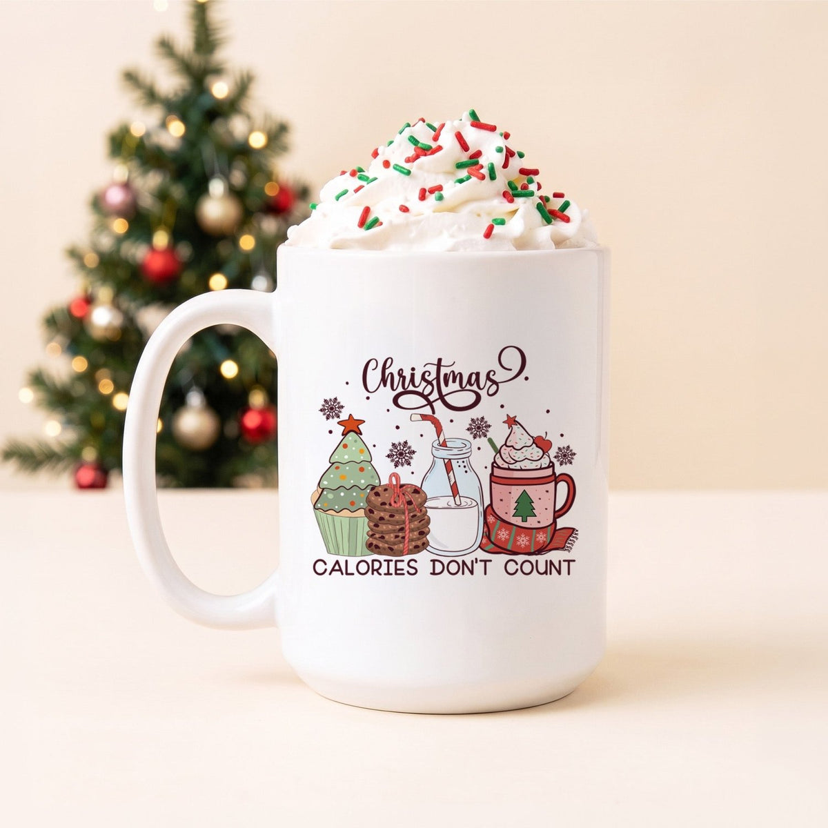 Christmas Calories Don't Count Christmas Mug - Gifts Are Blue