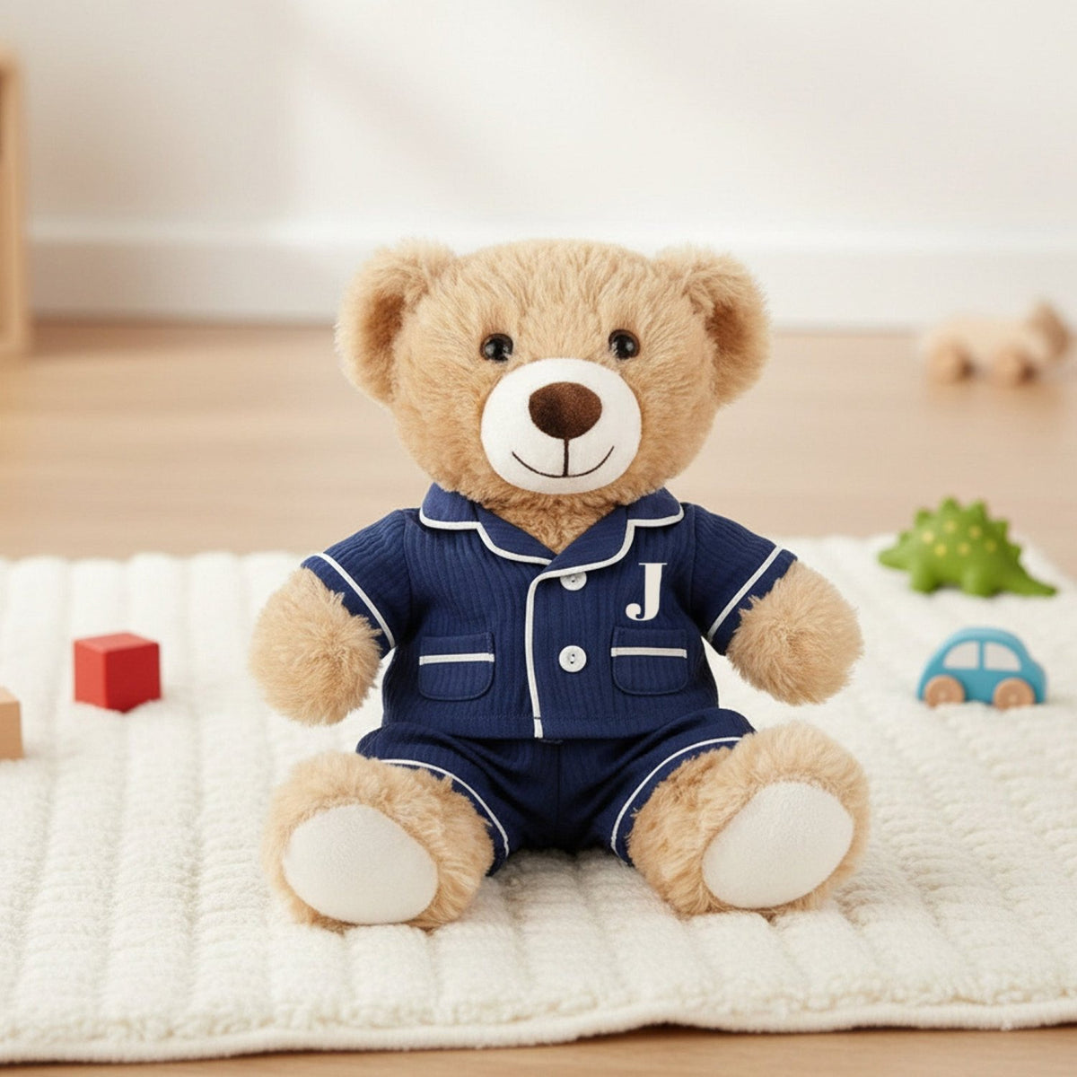 Personalized Teddy Bear with Pajama Set for Girls and Boys, 14in - Gifts Are Blue