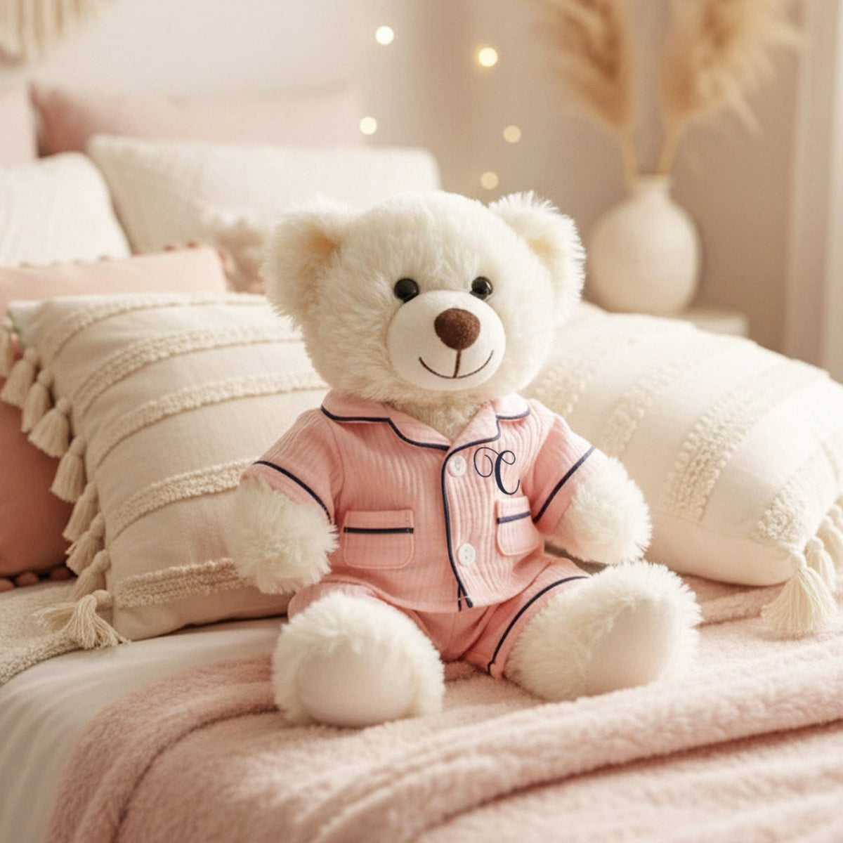 Personalized Teddy Bear with Pajama Set for Girls and Boys, 14in - Gifts Are Blue