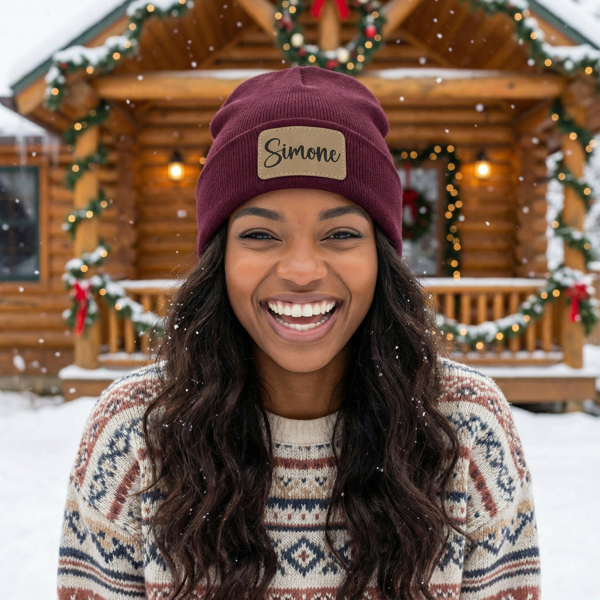 Cuffed Personalized Beanies for Adults with Name, Custom Gifts for Her and Him