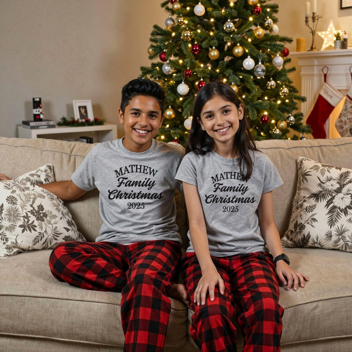 Classic Matching Family Christmas Pajamas Set for Kids and Adults - Gifts Are Blue