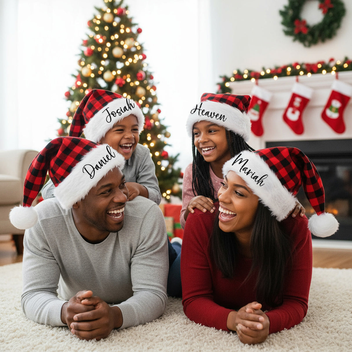 Personalized Santa Hats with name for Family, Friends, and Christmas Parties, Variety of Styles