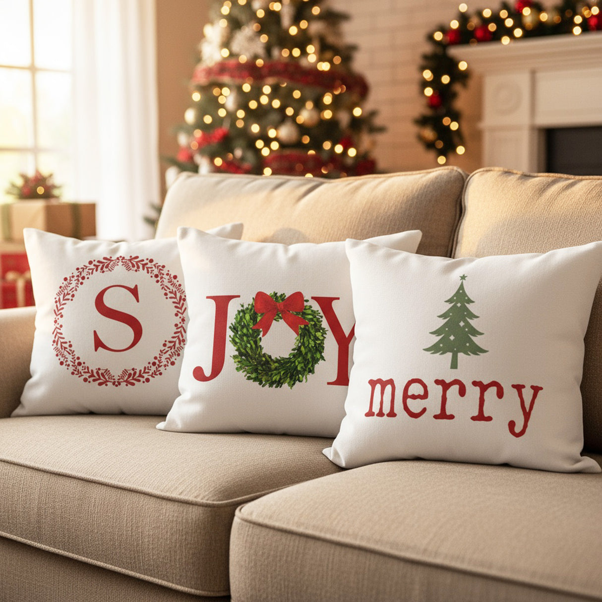 Multi Design Christmas Pillows for Couch, Set of 2, 3, and 4, Holiday Decoration